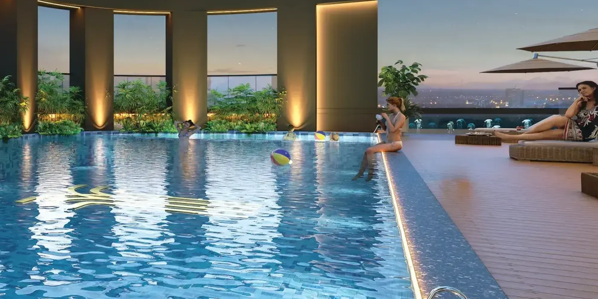 Rooftop infinity pool at Venkatesh Tresor, Baner