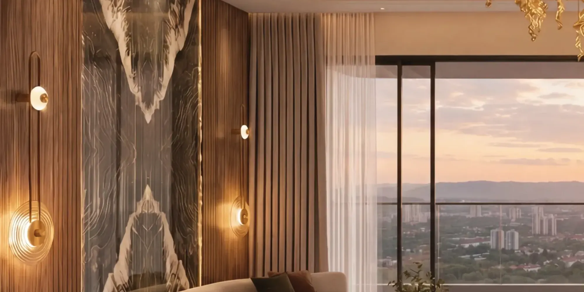 Luxury living room in a 4.5 BHK Sky Chalet at Venkatesh Tresor